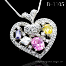 925 Silver Jewelry Micro Pave Pendant Colorful CZ (B-1105)